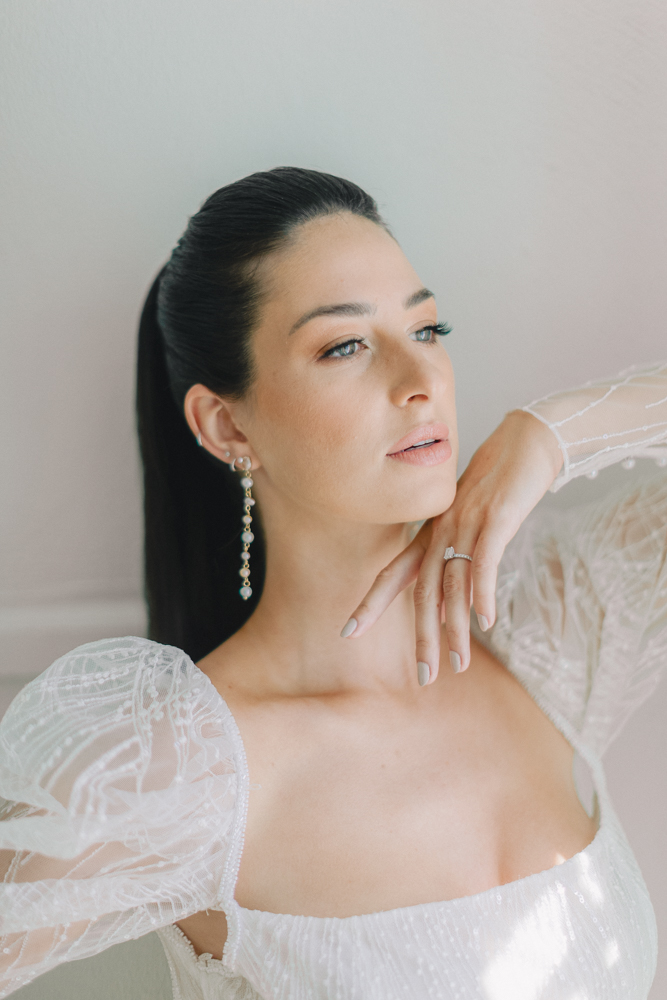 Beautiful bridal portrait in a light and airy style taken during a styled photoshoot